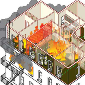 Моделирование ситуации пожара на верхних этажах